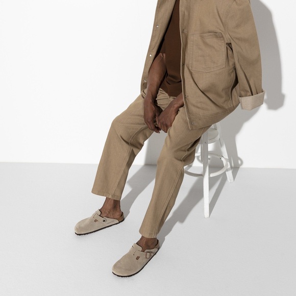 NWT Birkenstock Boston Leather Suede Taupe Clogs EU 45 / US M 12 - Picture 8 of 16